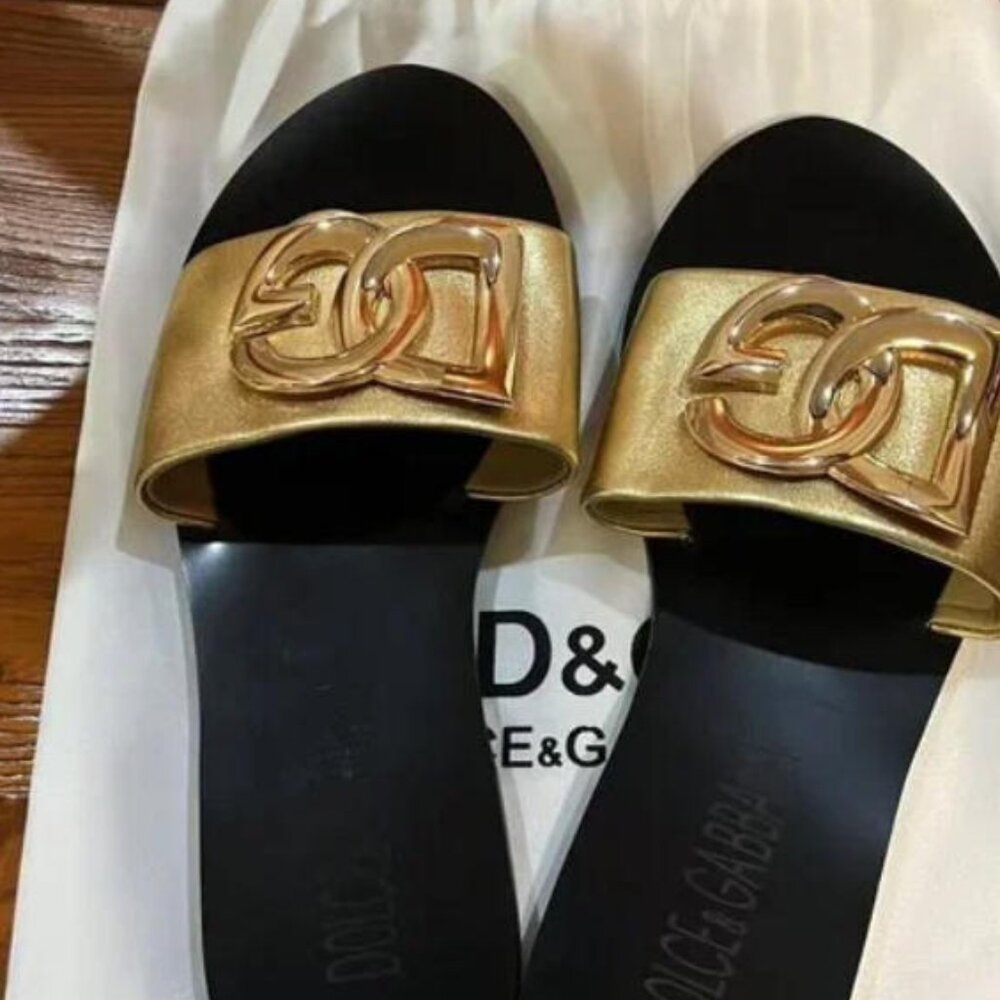 Dolce & Gabbana Gold and Black Sandals